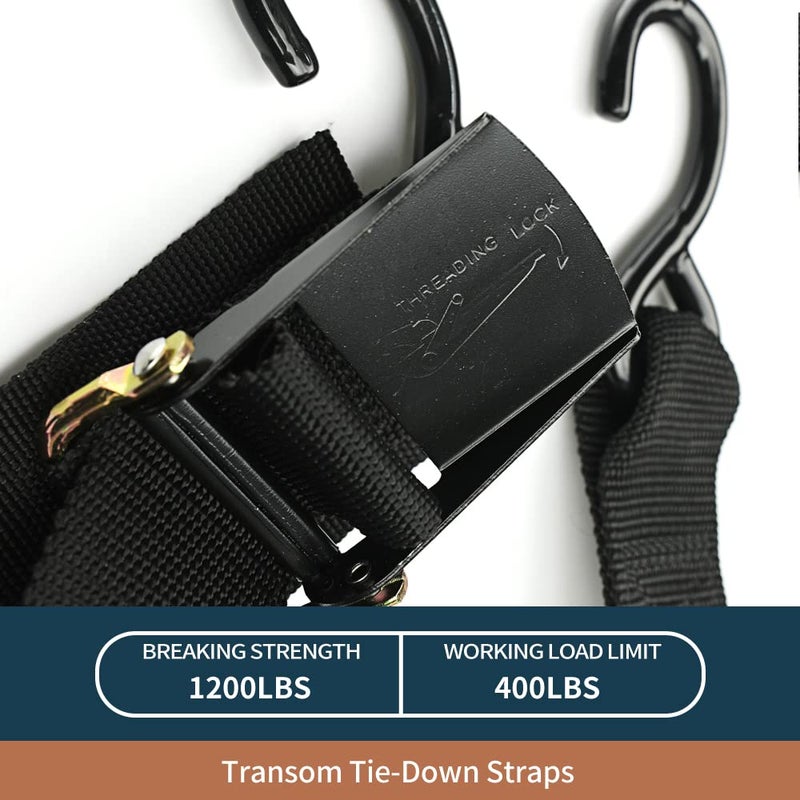 Seamander Boat Tie Down Straps to Trailer- Marine Grade Transom Tie Downs 2inch x 48inch Adjustable Boat Trailer Straps for Boat, Jet Ski, & More - Image 3
